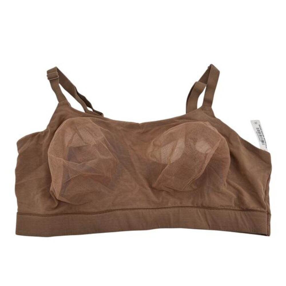 New Nueskin plus size 2X brown scoop neck shelf bra style 10432 wireless comfort